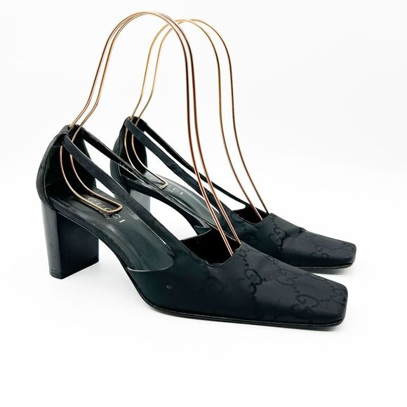 Gucci GG Supreme Square Toe Pumps Heels EU 38.5 US 8.5 - Picture 1 of 12
